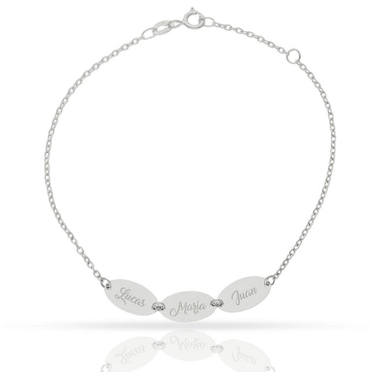 PULSERA ORO BLANCO 18KL CHAPAS OVALADAS - PU1431