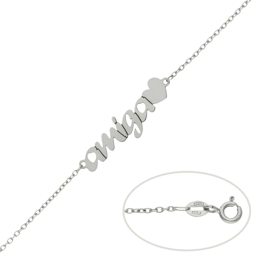 PULSERA ORO BLANCO 18KL AMIGA + CORAZON - PU1384