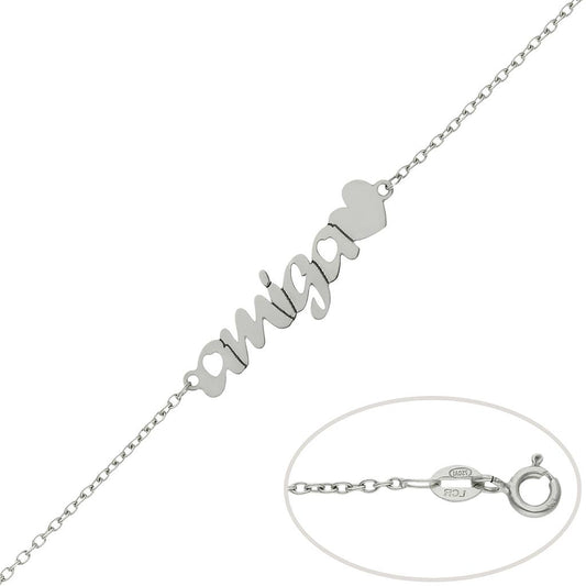 PULSERA ORO BLANCO 18KL AMIGA + CORAZON - PU1384