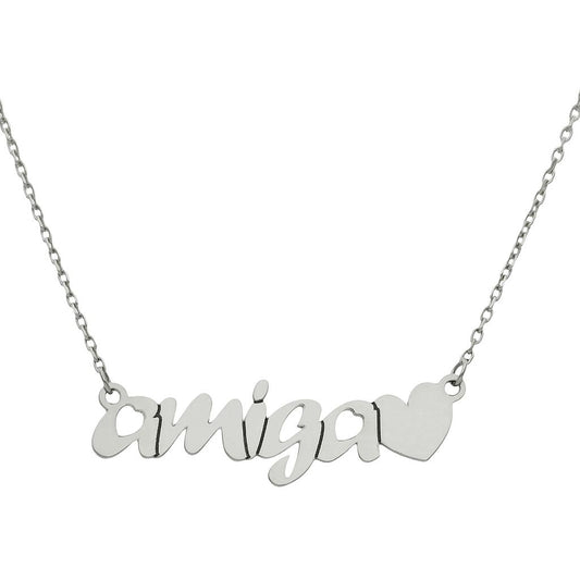 GARGANTILLA ORO BLANCO 18KL AMIGA + CORAZON - G1032