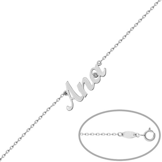 PULSERA ORO BLANCO 18KL + DIAMANTE NOMBRE MEDIANO - PU49