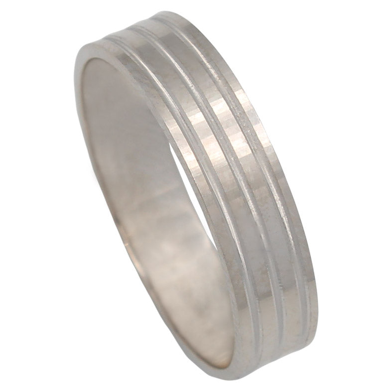 ALIANZA ORO BLANCO 18KL TALLLADA - 5MM - AT16