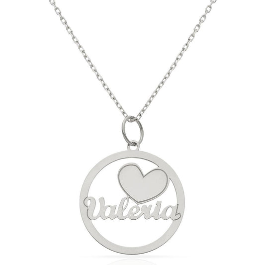 GARGANTILLA ORO BLANCO 18KL NOMBRE + CORAZON - G891