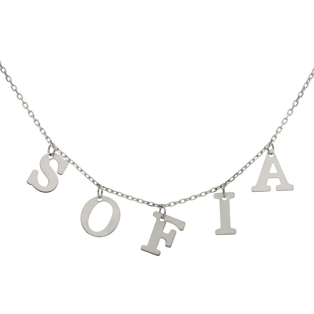 GARGANTILLA ORO BLANCO 18KL NOMBRE LETRAS - G1087