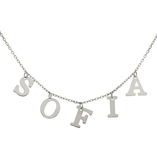 GARGANTILLA ORO BLANCO 18KL NOMBRE LETRAS - G1087