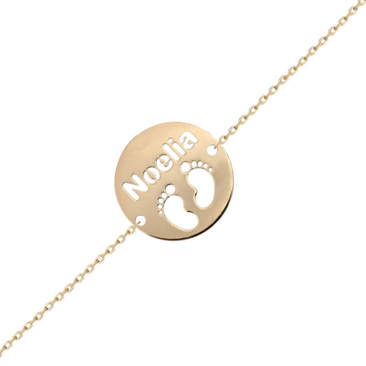 PULSERA ORO 18KL PIES + NOMBRE - 21MM - PU1352