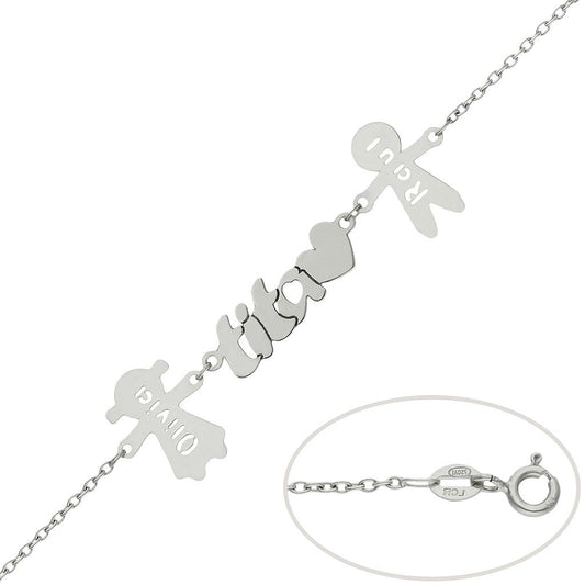 PULSERA ORO BLANCO 18KL TITA + NIÑOS - PU1377