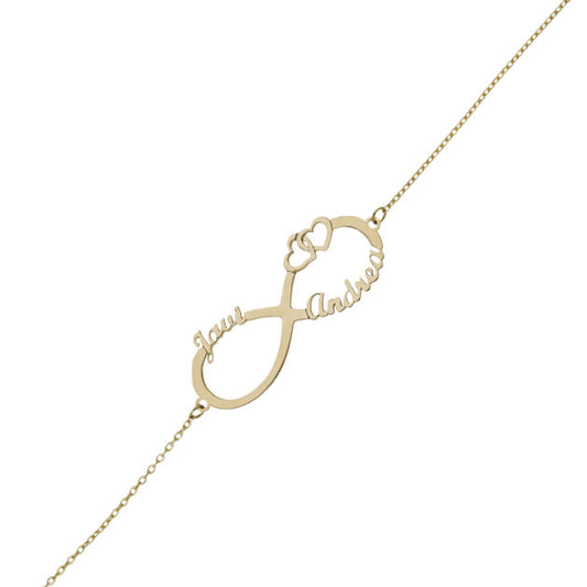 PULSERA ORO 18KL INFINITO + CORAZONES - PU1366