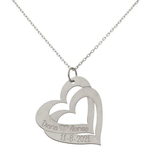 GARGANTILLA ORO BLANCO 18KL - 2 CORAZONES - G1091