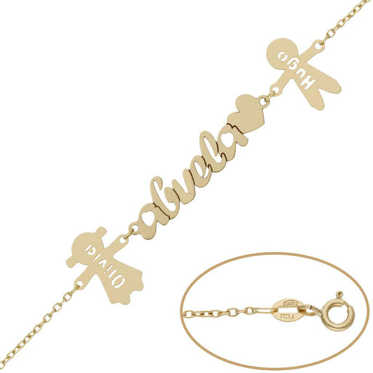 PULSERA ORO 18KL ABUELA + NIÑOS - PU1371