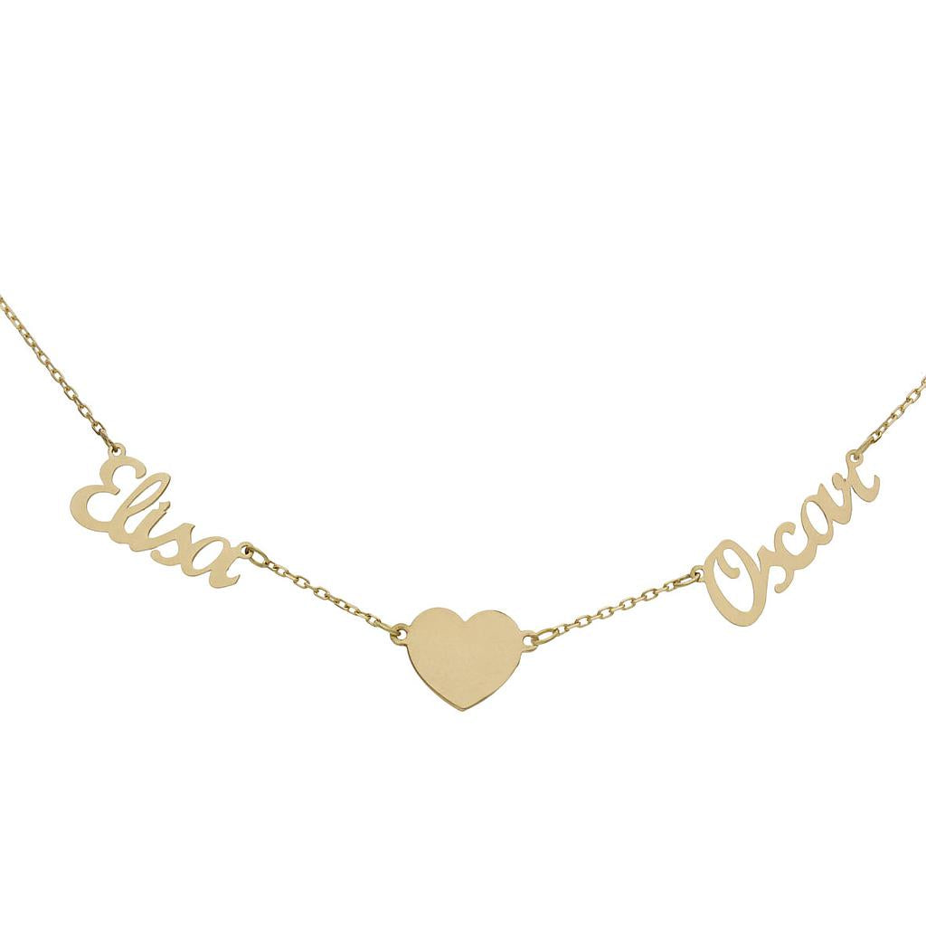 GARGANTILLA ORO 18KL - 2 NOMBRES + CORAZON - G1079