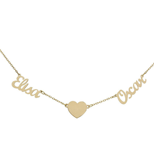 GARGANTILLA ORO 18KL - 2 NOMBRES + CORAZON - G1079