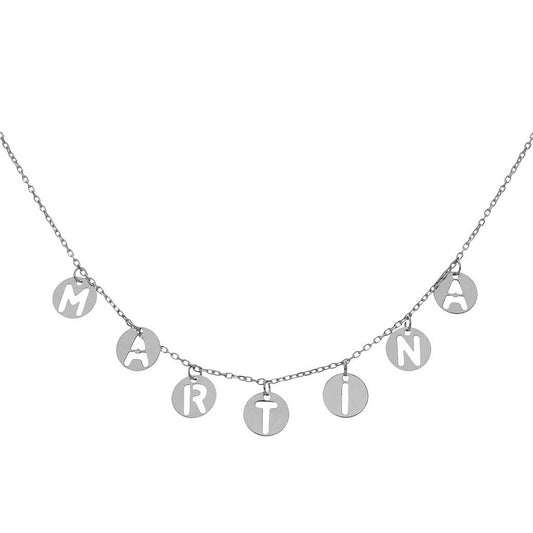 GARGANTILLA ORO BLANCO 18KL NOMBRE MINI CHARMS - G968