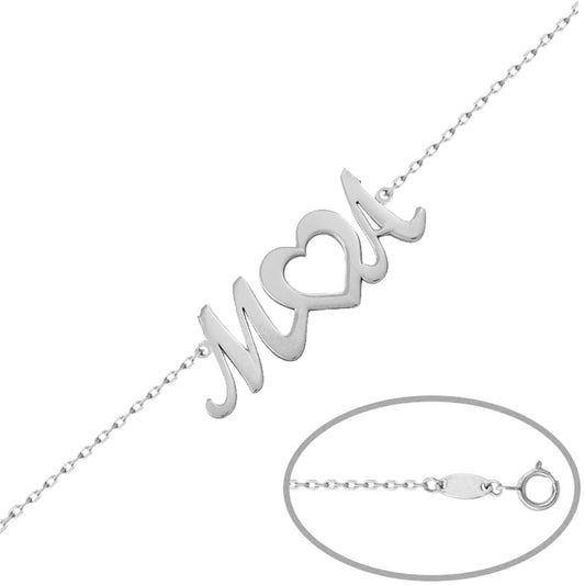 PULSERA ORO BLANCO 18KL INICIALES + CORAZON - PU1357