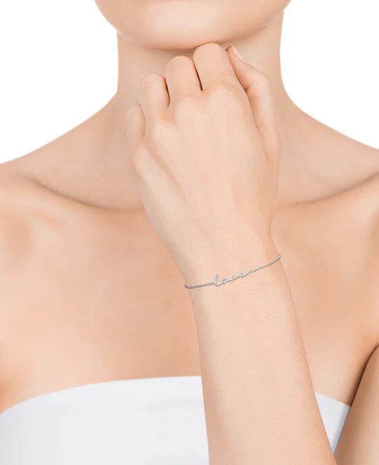 Pulsera Love de plata bañado en con motivo love