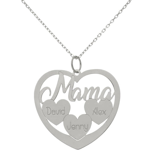 GARGANTILLA ORO BLANCO 18KL MAMA + 3 CORAZONES - G1096