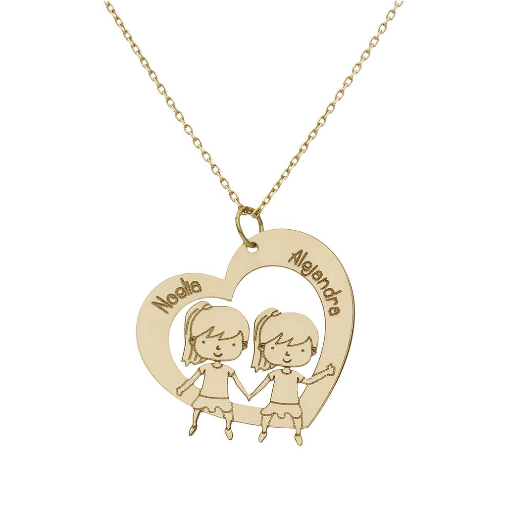 GARGANTILLA ORO 18KL CORAZON + NIÑAS - G995
