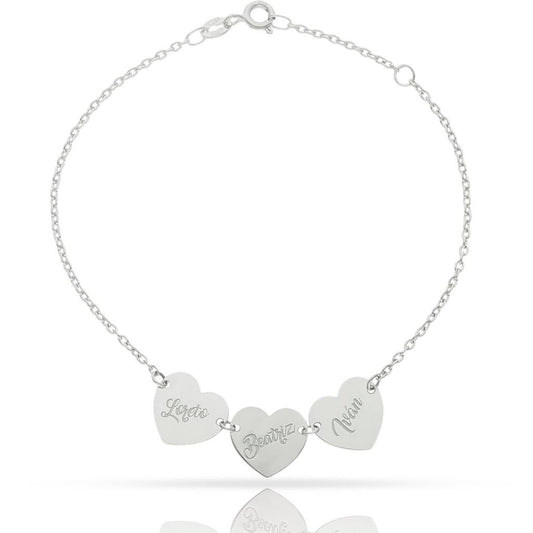PULSERA ORO BLANCO 18KL CORAZONES - PU1446