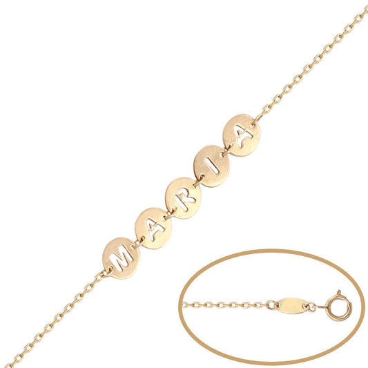 PULSERA ORO 18KL CIRCULOS NOMBRE CALADO - PU1131