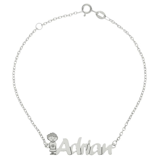 PULSERA ORO BLANCO 18KL NIÑO + NOMBRE - PU1175