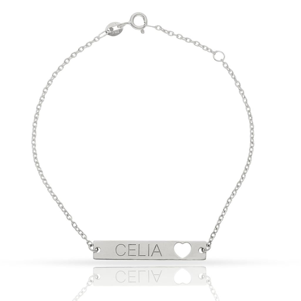 PULSERA ORO BLANCO 18KL CHAPA + CORAZON - PU1339