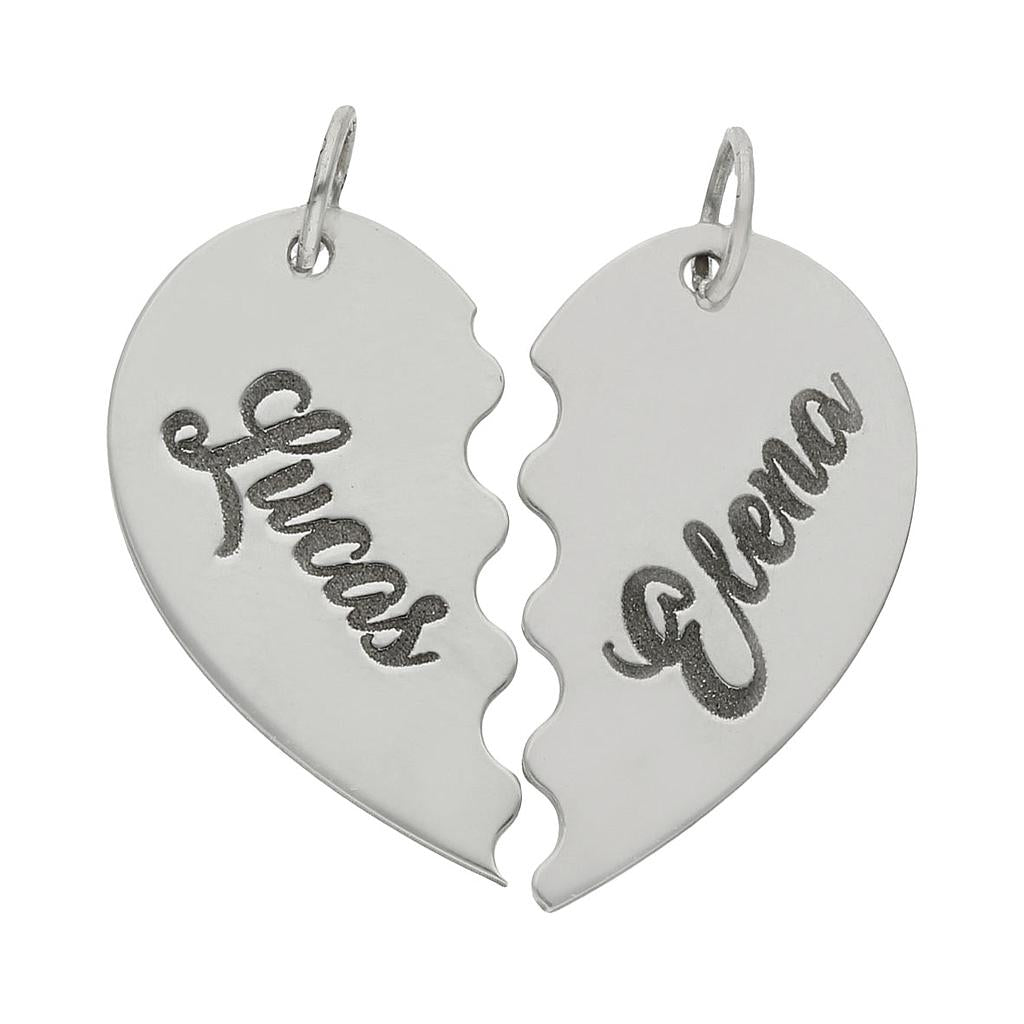 COLGANTE ORO BLANCO 18KL CORAZON PARTIDO - G983