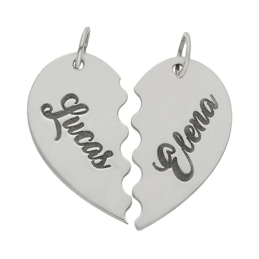 COLGANTE ORO BLANCO 18KL CORAZON PARTIDO - G983