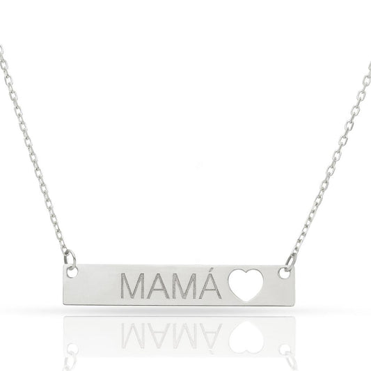 GARGANTILLA ORO BLANCO 18KL CHAPA + CORAZON + NOMBRE - G944