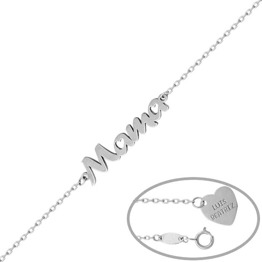 PULSERA ORO BLANCO 18KL NOMBRE + CORAZON - PU1173