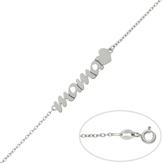 PULSERA ORO BLANCO 18KL MAMA + CORAZON - PU1385