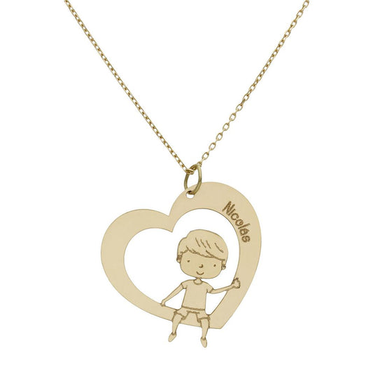 GARGANTILLA ORO 18KL CORAZON + NIÑO - G996