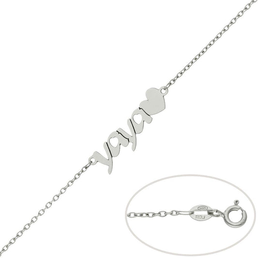 PULSERA ORO BLANCO 18KL YAYA + CORAZON - PU1383