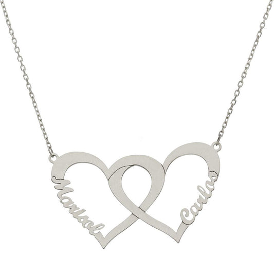 GARGANTILLA ORO BLANCO 18KL CORAZONES + NOMBRES - G1098