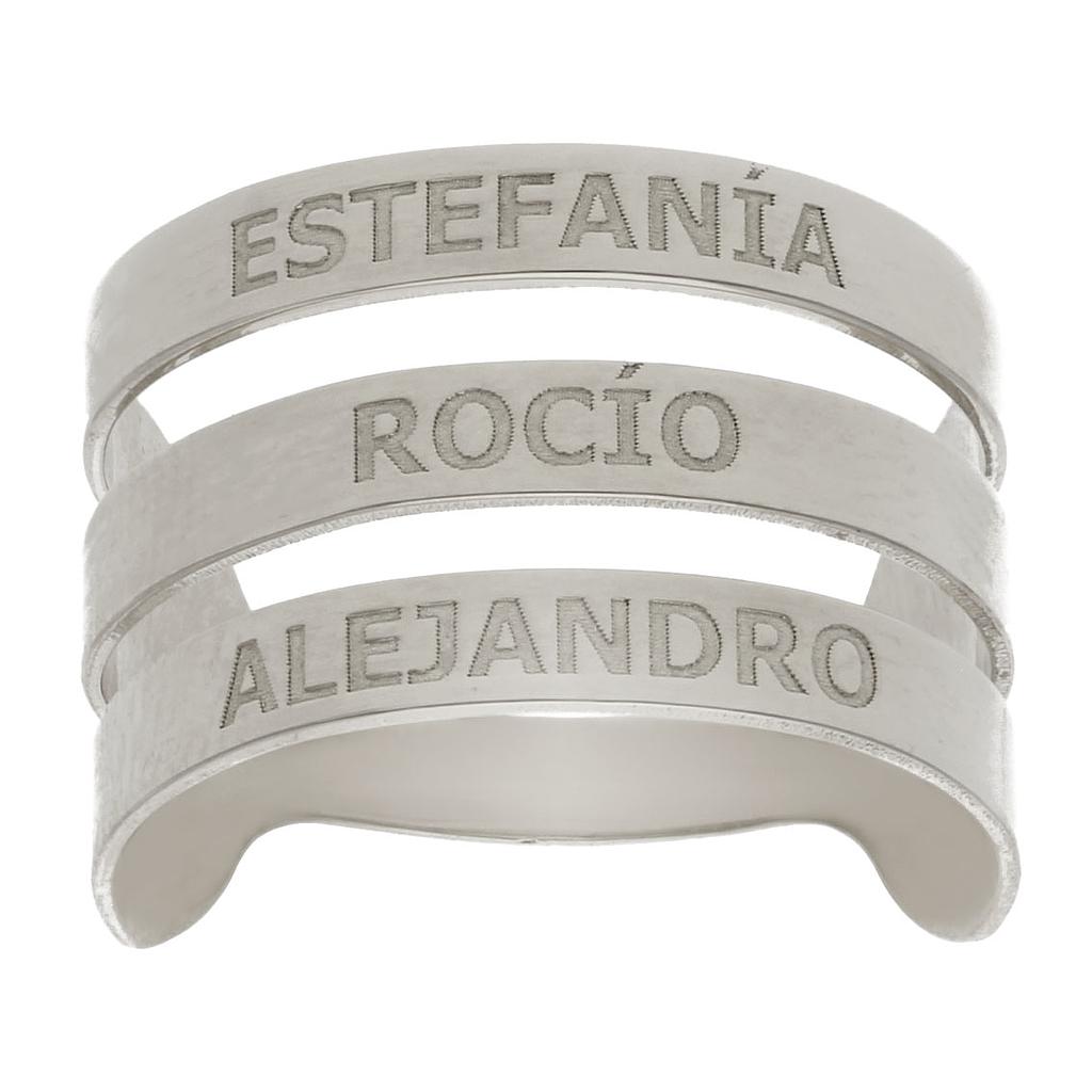SORTIJA ORO BLANCO 18KL - 3 NOMBRES - S1344