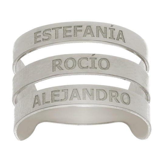 SORTIJA ORO BLANCO 18KL - 3 NOMBRES - S1344