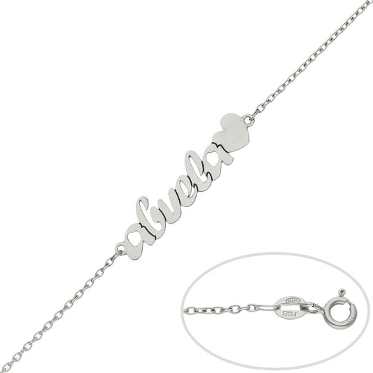 PULSERA ORO BLANCO 18KL ABUELA + CORAZON - PU1381