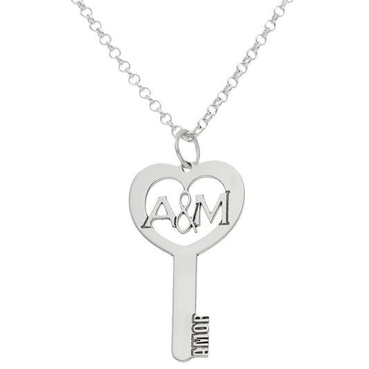 GARGANTILLA ORO BLANCO 18KL LLAVE INICIALES - G988