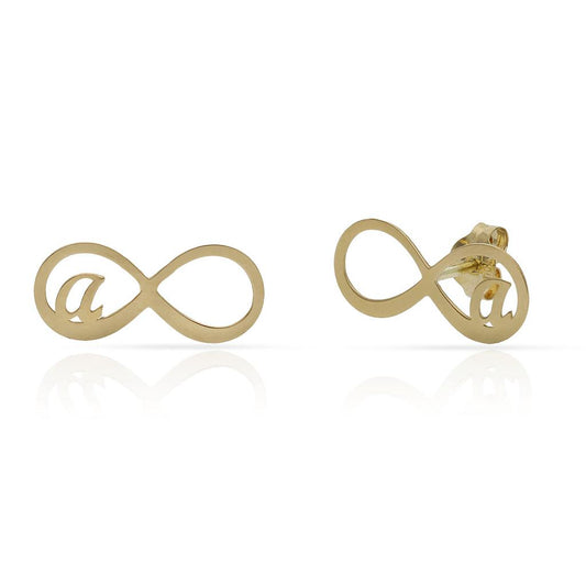 PENDIENTES ORO 18KL INFINITO + INICIAL - P1332