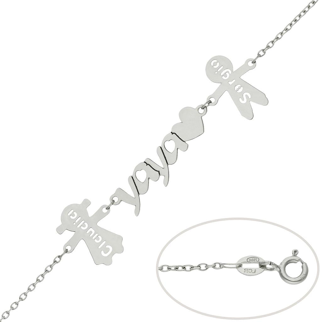 PULSERA ORO BLANCO 18KL YAYA + NIÑOS - PU1378