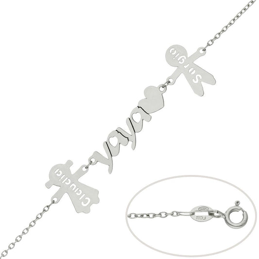 PULSERA ORO BLANCO 18KL YAYA + NIÑOS - PU1378