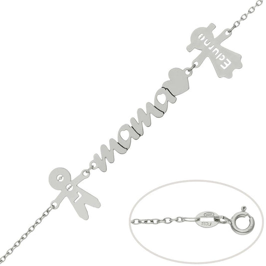 PULSERA ORO BLANCO 18KL MAMA + NIÑOS - PU1379
