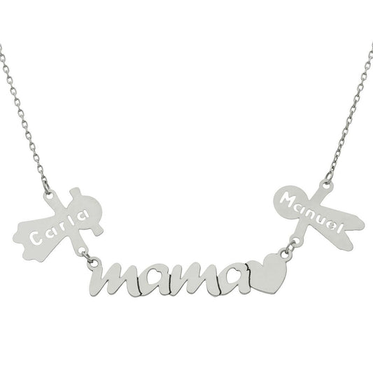 GARGANTILLA ORO BLANCO 18KL MAMA + NIÑOS - G1039