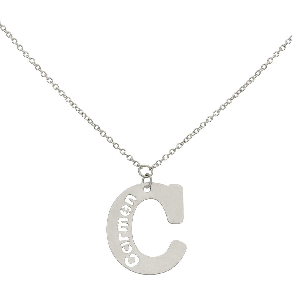 GARGANTILLA ORO BLANCO 18KL LETRA + NOMBRE - G1094