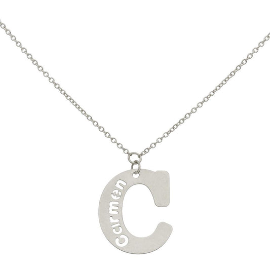 GARGANTILLA ORO BLANCO 18KL LETRA + NOMBRE - G1094