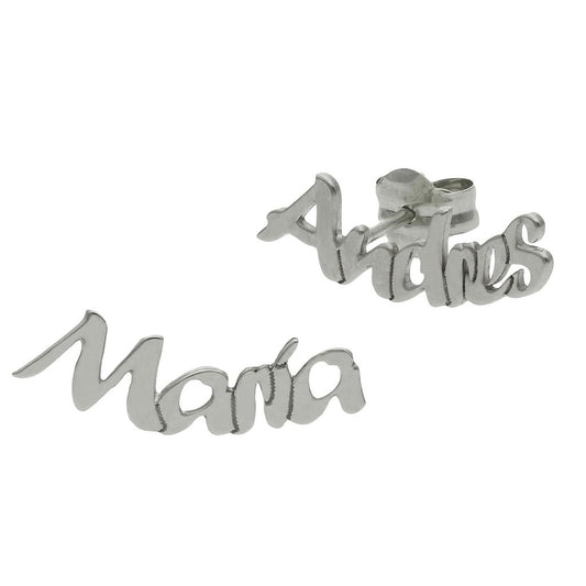 PENDIENTES ORO BLANCO 18KL NOMBRE - P1337