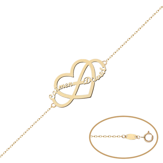 PULSERA ORO 18KL CORAZON + INFINITO - PU1358