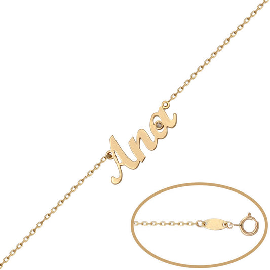 PULSERA ORO 18KL + DIAMANTE NOMBRE MEDIANO - PU45