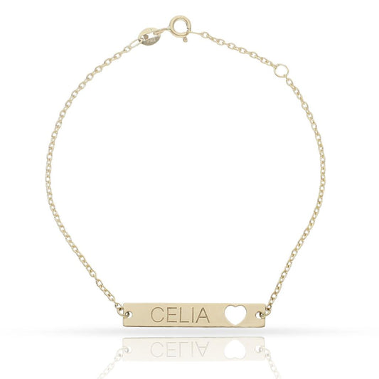 PULSERA ORO 18KL CHAPA + CORAZON - PU1338