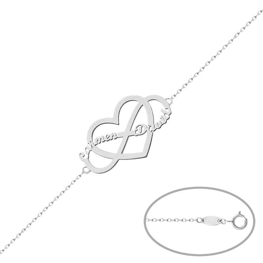 PULSERA ORO BLANCO 18KL CORAZON + INFINITO - PU1359