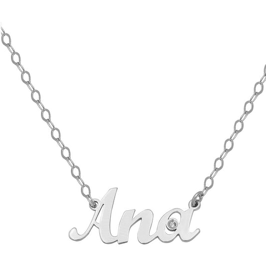 COLGANTE ORO BLANCO 18KL NOMBRE GRANDE + DIAMANTE - G242